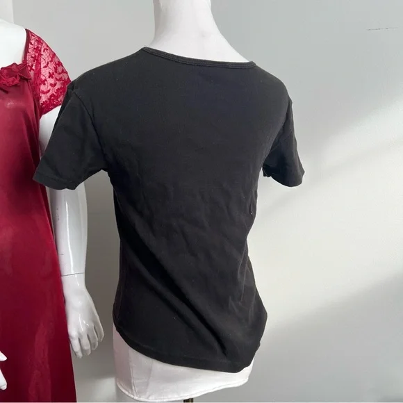 Y2K Cowgirl Graphic Baby Tee • Black Western Top • Early 2000s Aesthetic M - Picture 5 of 6